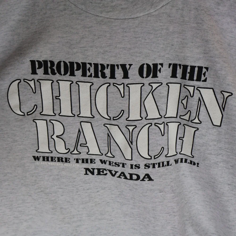 Vintage 90s Chicken Ranch‎ Nevada Brothel Shirt Heather Gray Large 21x26.5